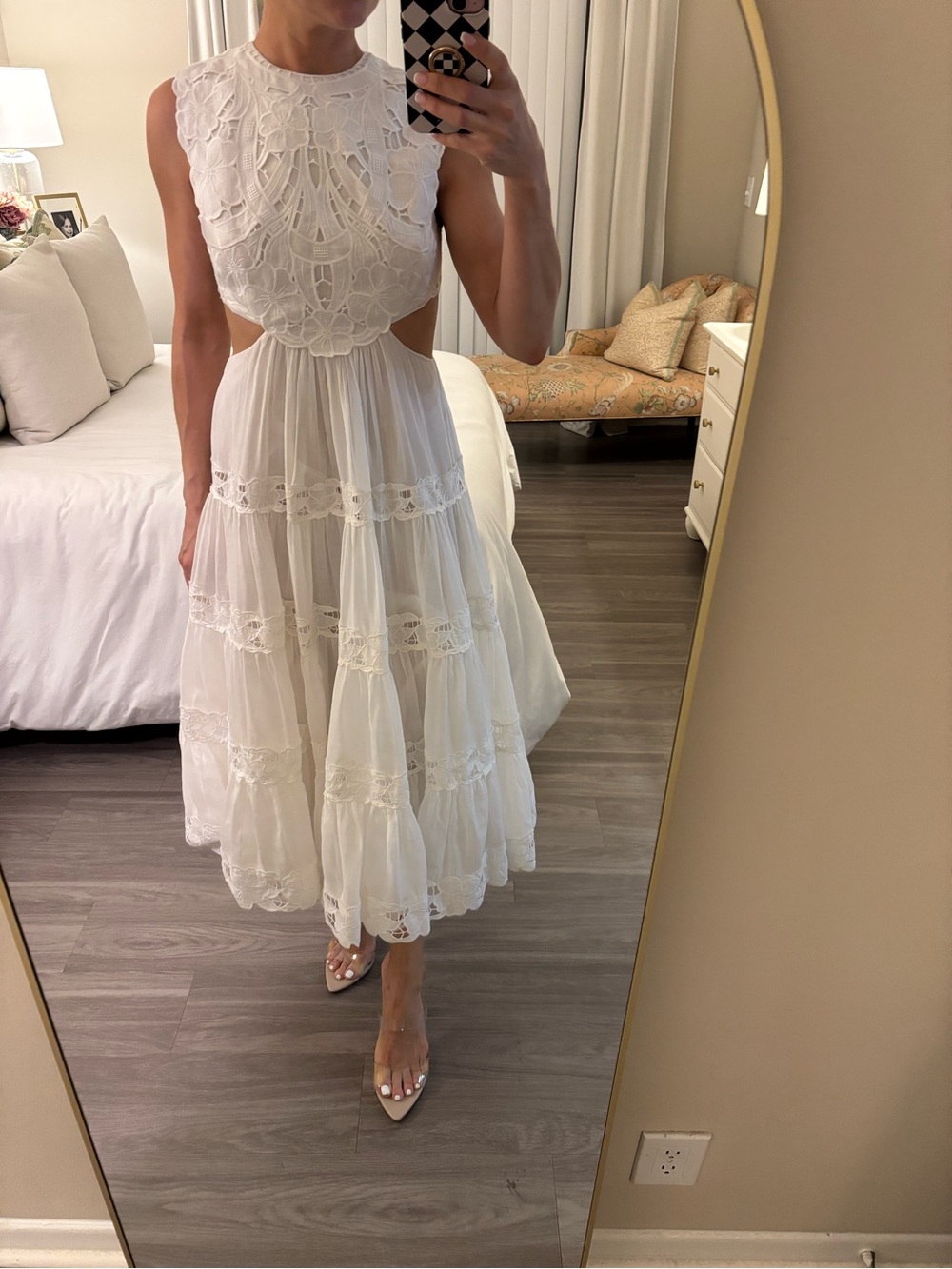 🤍 Zimmermann “Jeannie” Ivory Cutout Embroidered Linen Midi Dress 🤍